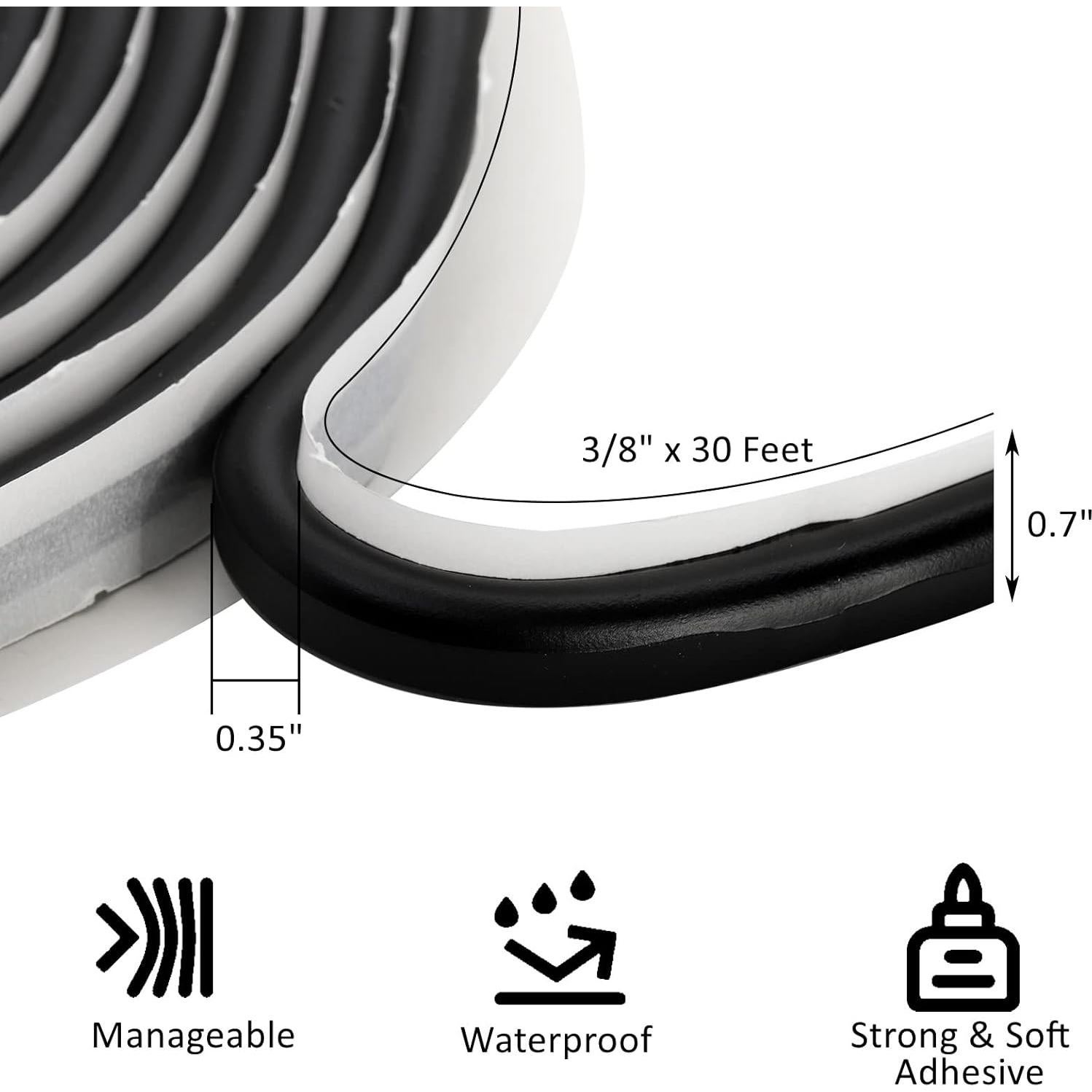 Cinta de Sello de Butilo ZOOFOX 2 Rollos 0.96 cm x 4.57 m