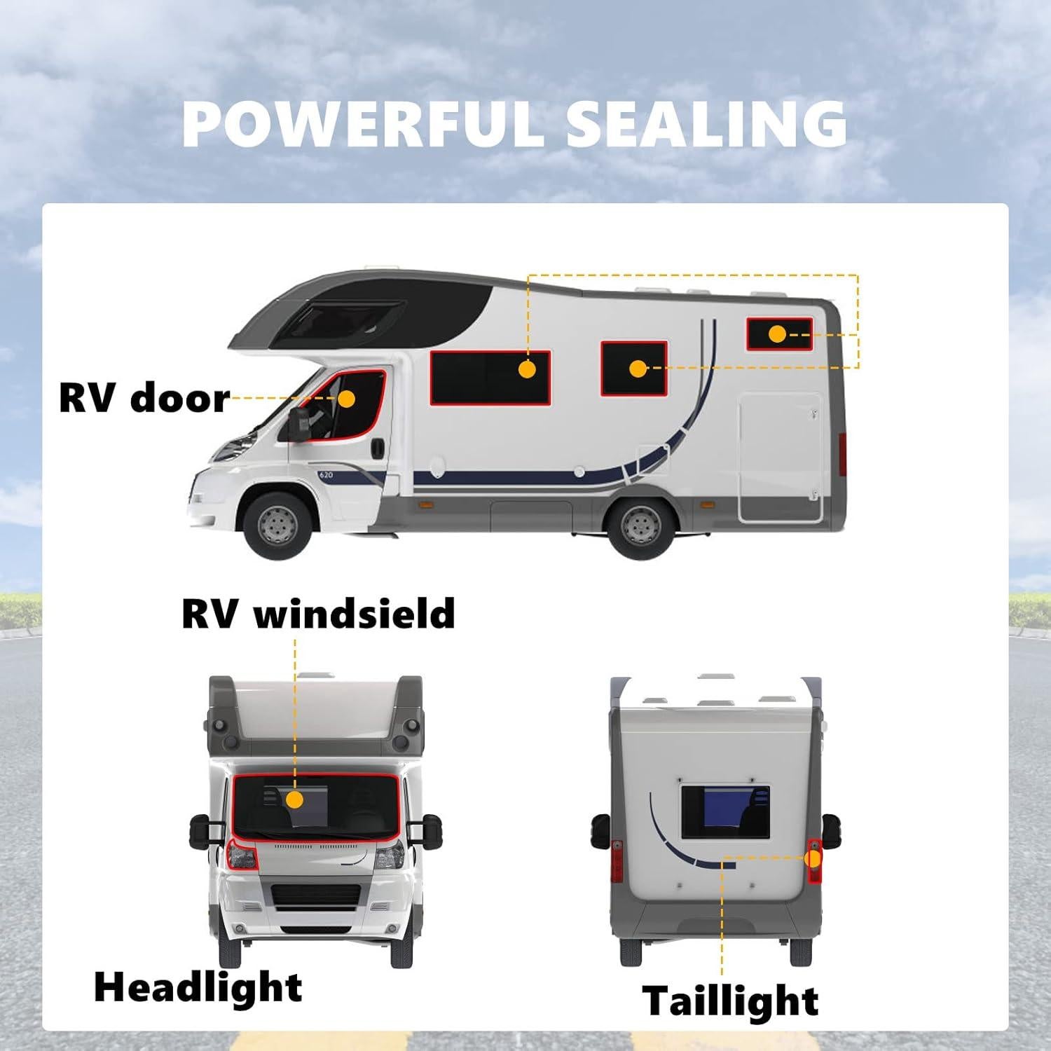 Cinta de Sello de Butilo ZOOFOX 2 Rollos 0.96 cm x 4.57 m