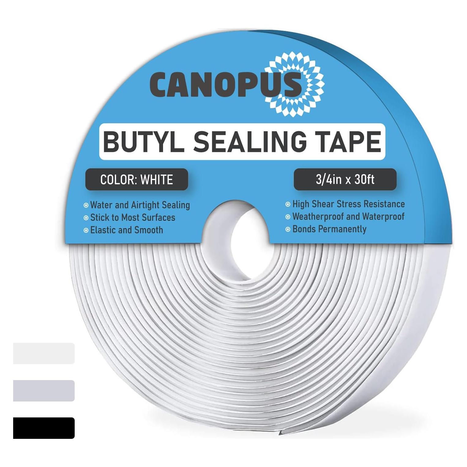 Cinta de Sellado Butyl Canopus Blanca 1.9 cm x 9.14 m Impermeable