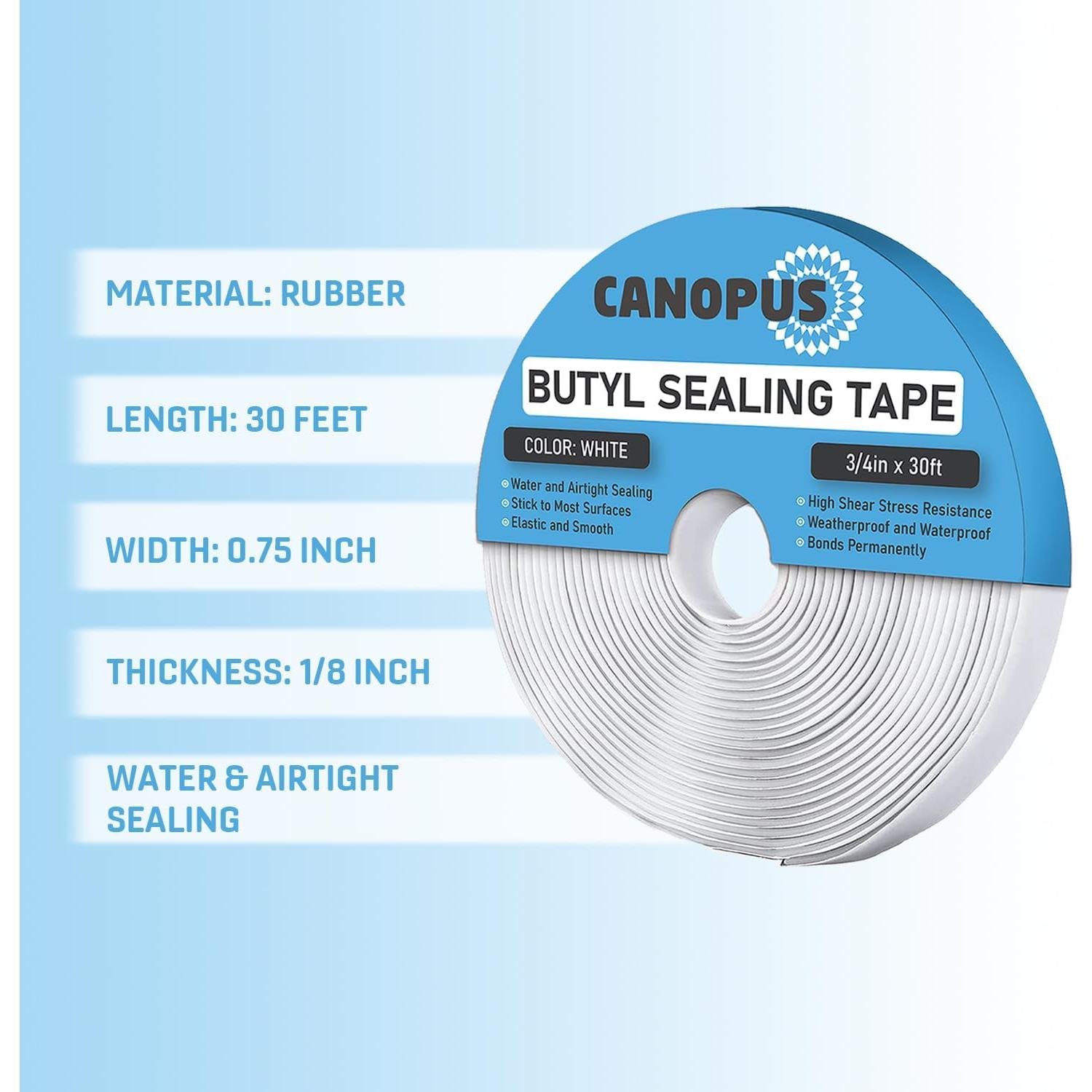 Cinta de Sellado Butyl Canopus Blanca 1.9 cm x 9.14 m Impermeable