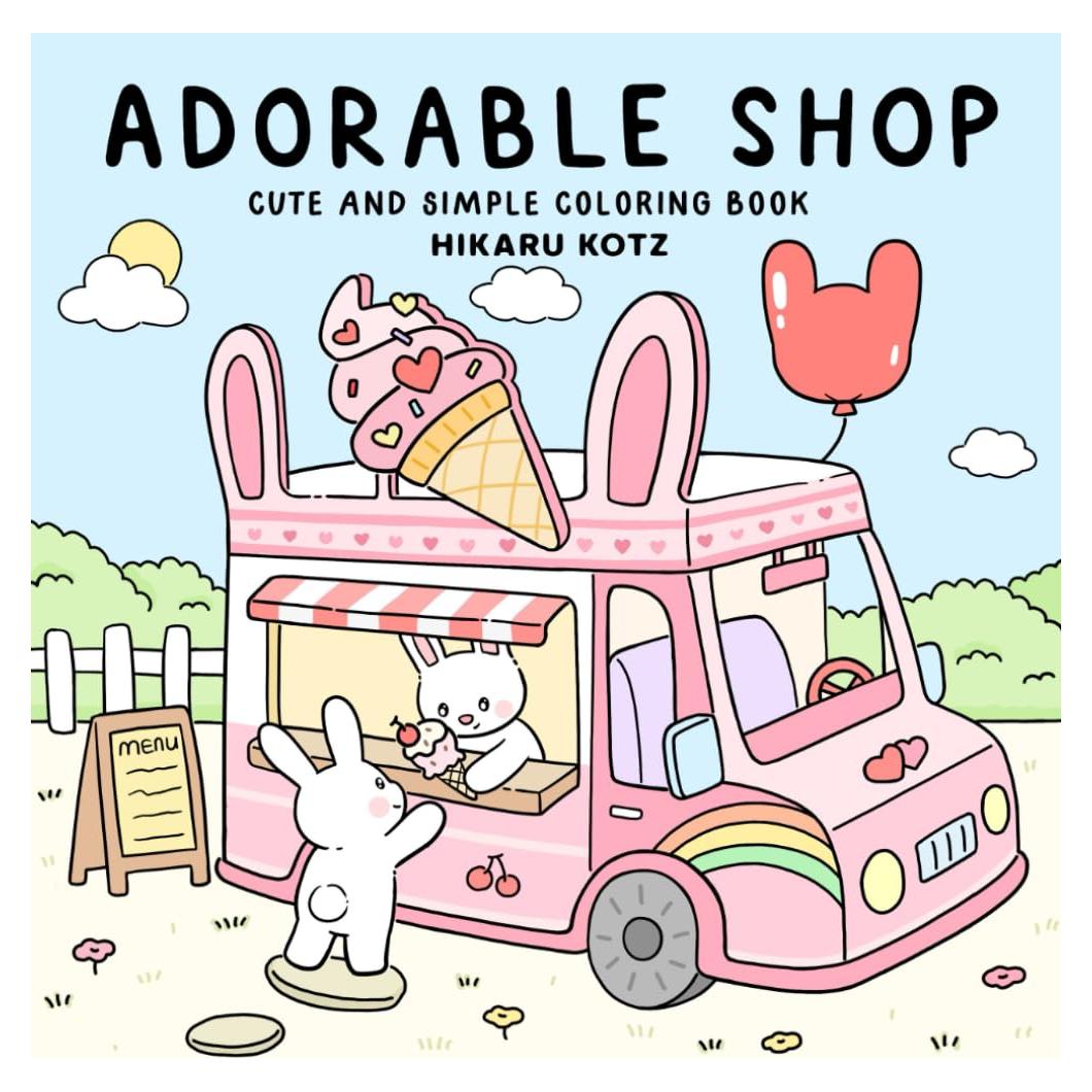 Adorable Shop: Cute & Simple Coloring Book for Adults and Kids Featuring the Joyful Daily Life of Animal Characters