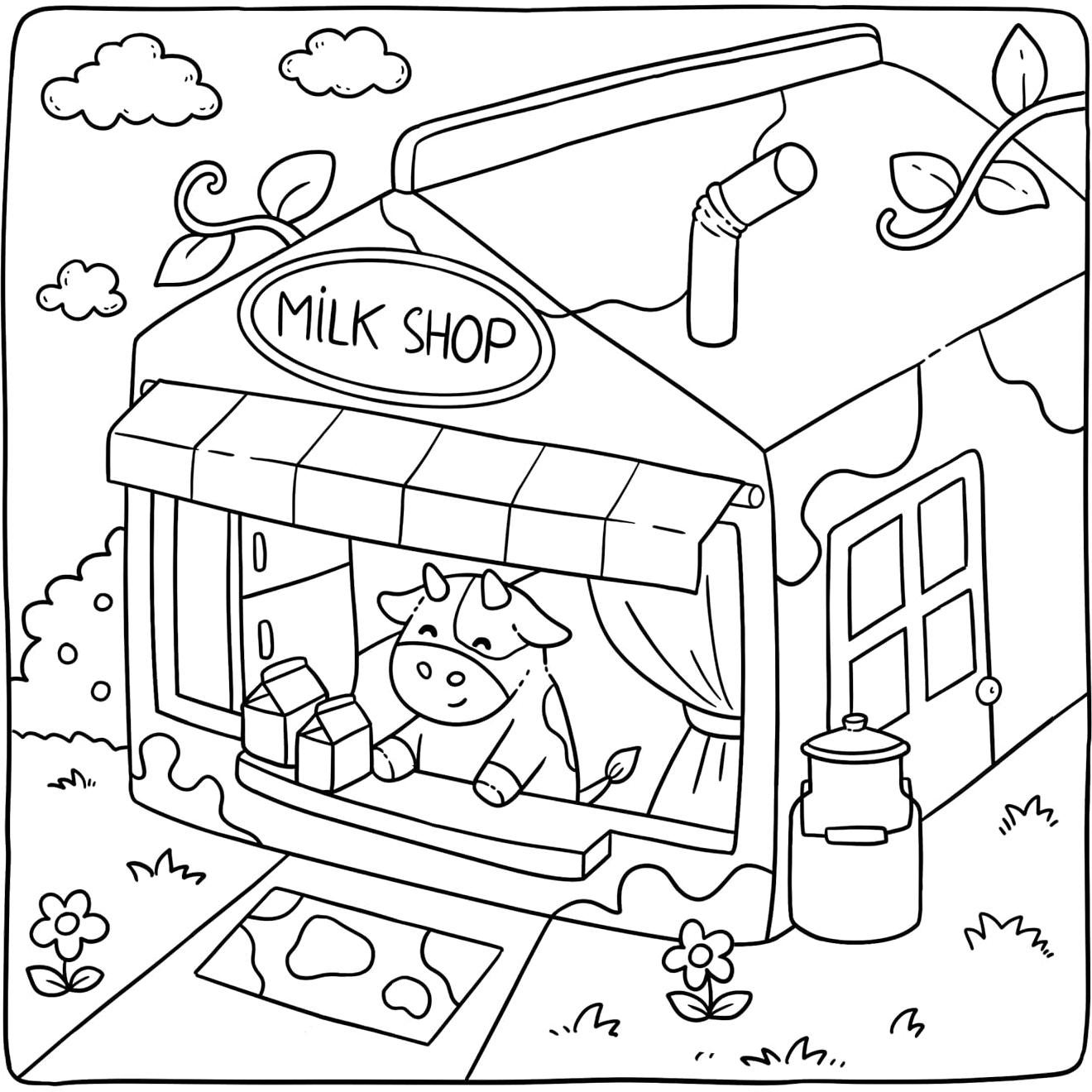 Adorable Shop: Cute & Simple Coloring Book for Adults and Kids Featuring the Joyful Daily Life of Animal Characters