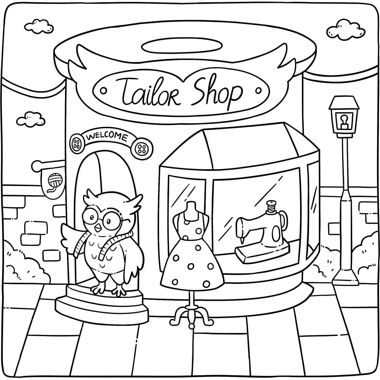 Adorable Shop: Cute & Simple Coloring Book for Adults and Kids Featuring the Joyful Daily Life of Animal Characters