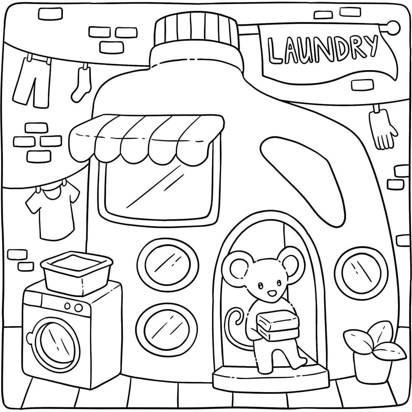 Adorable Shop: Cute & Simple Coloring Book for Adults and Kids Featuring the Joyful Daily Life of Animal Characters