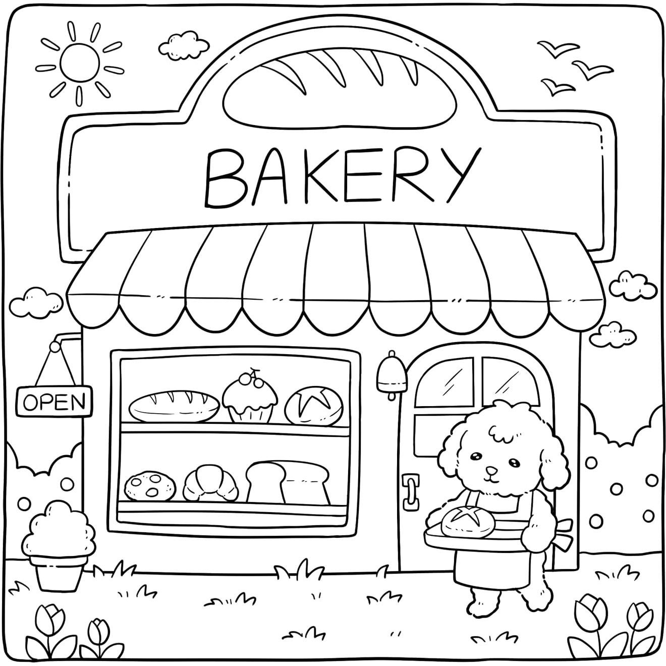 Adorable Shop: Cute & Simple Coloring Book for Adults and Kids Featuring the Joyful Daily Life of Animal Characters