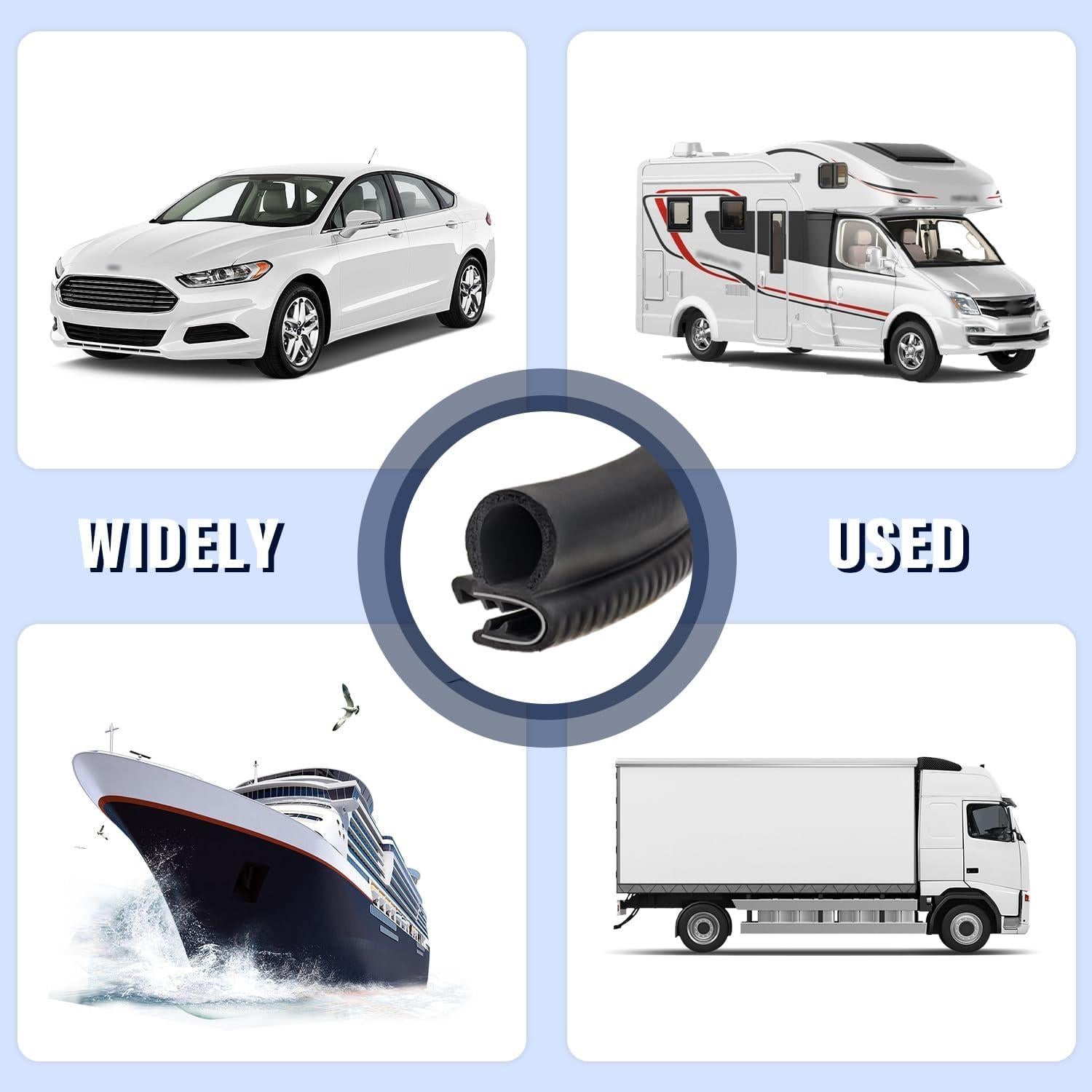 Tira de Sellado de Puerta Automotriz SSNNUU 6m Goma con Acero