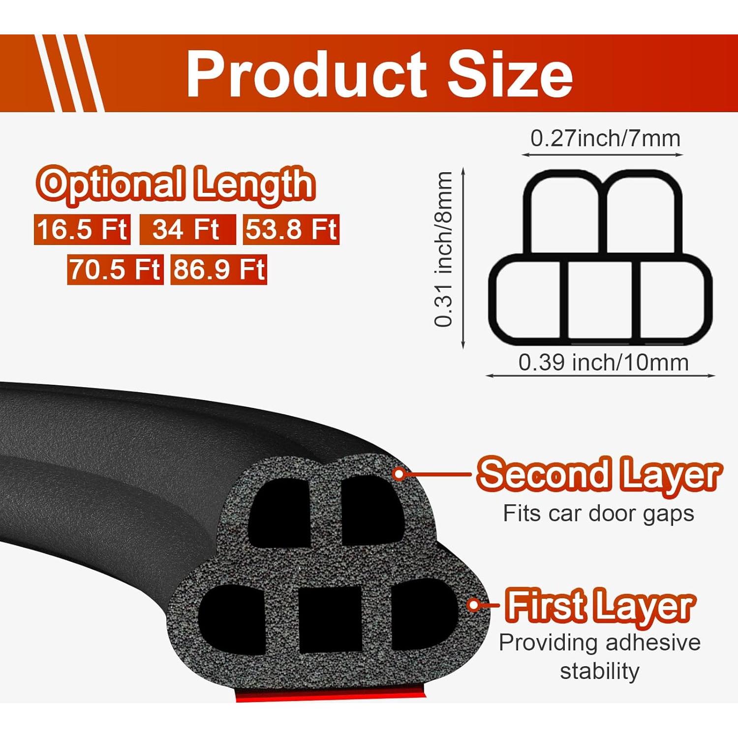 Tira de Sello Acústico para Puertas de Automóvil Alophoty 5.03 m
