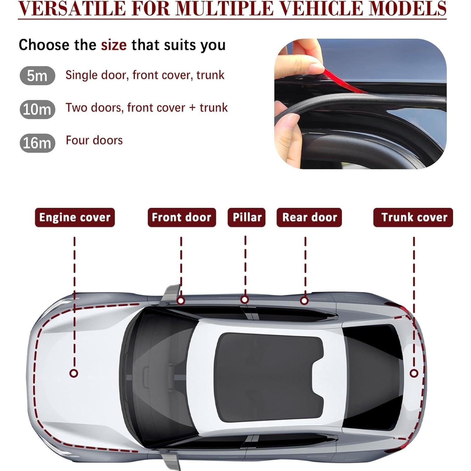 Tira de Sellado para Puertas de Automóvil Stacool 500/1000/1600 cm