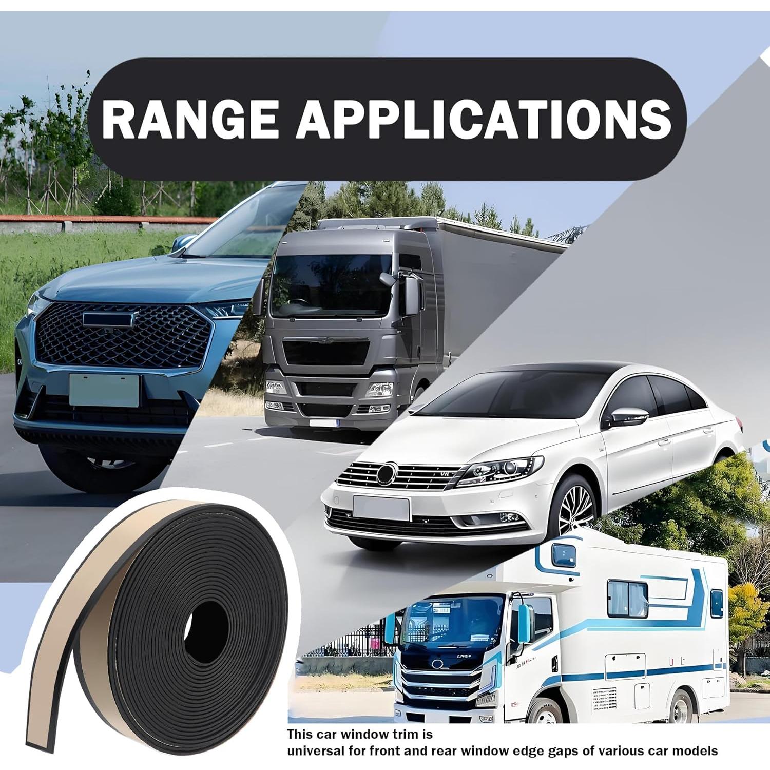 Tira de Sello para Ventanas de Coche SSNNUU 4m Caucho Negro