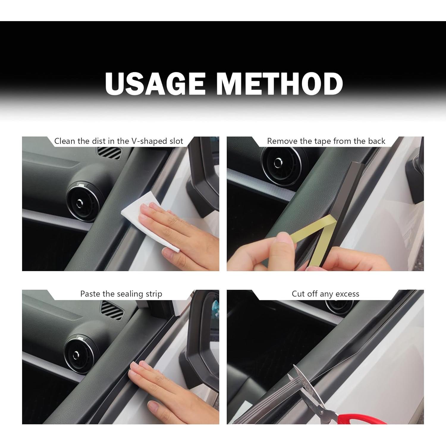 Tira de Sello para Ventanas de Coche SSNNUU 4m Caucho Negro