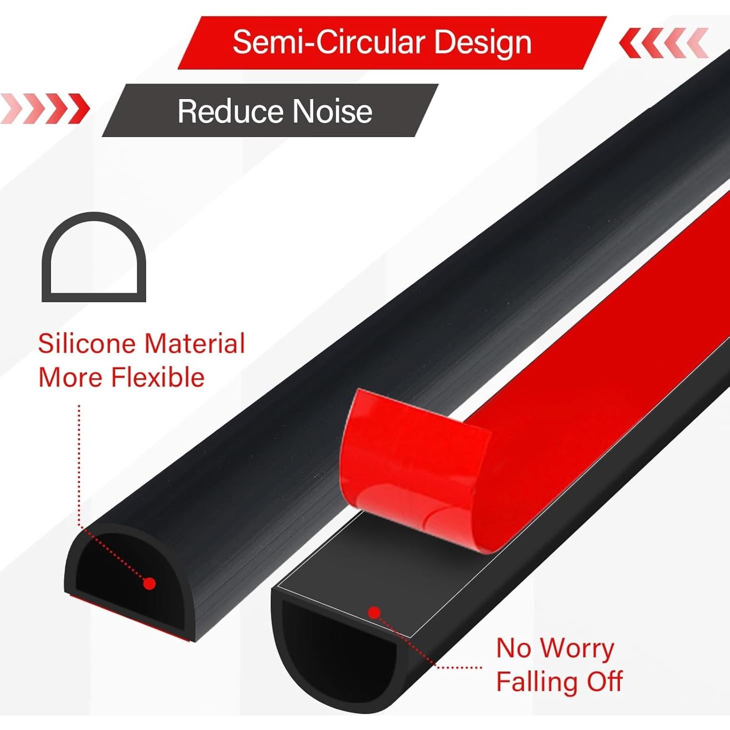 Sello de puerta de goma Storystore 6m autoadhesivo negro