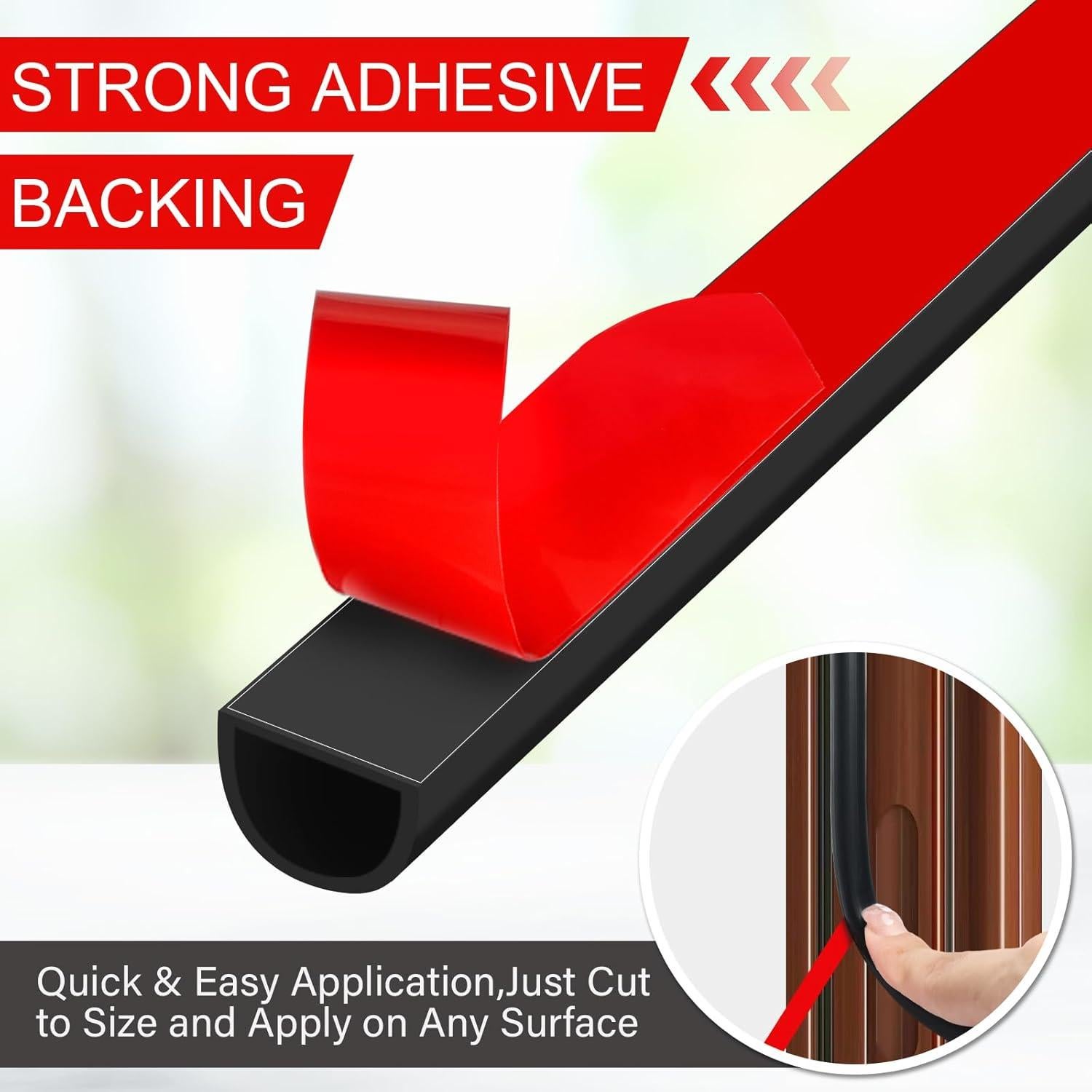 Sello de puerta de goma Storystore 6m autoadhesivo negro