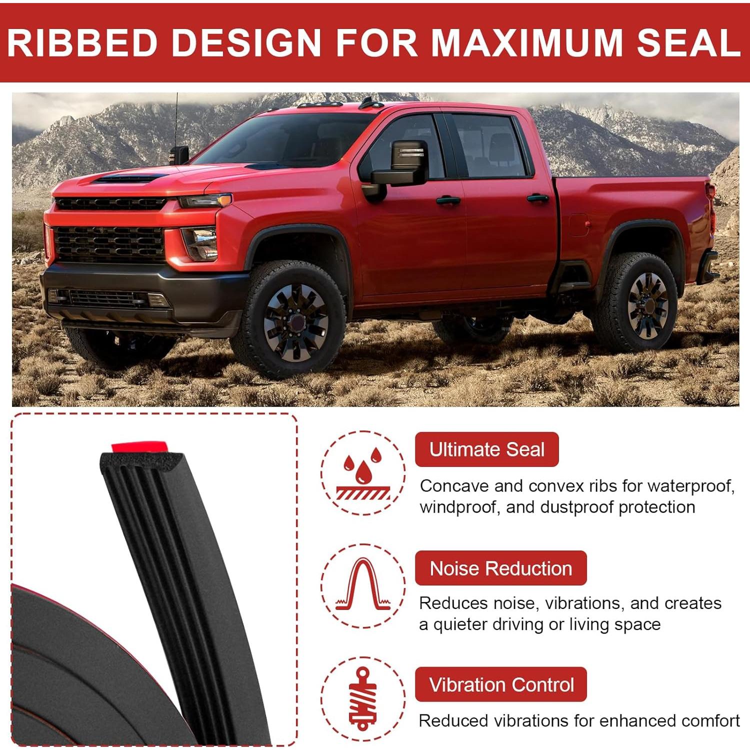 Sello de Cubierta Tonneau ERETOW 65 cm Autoadhesivo Negro