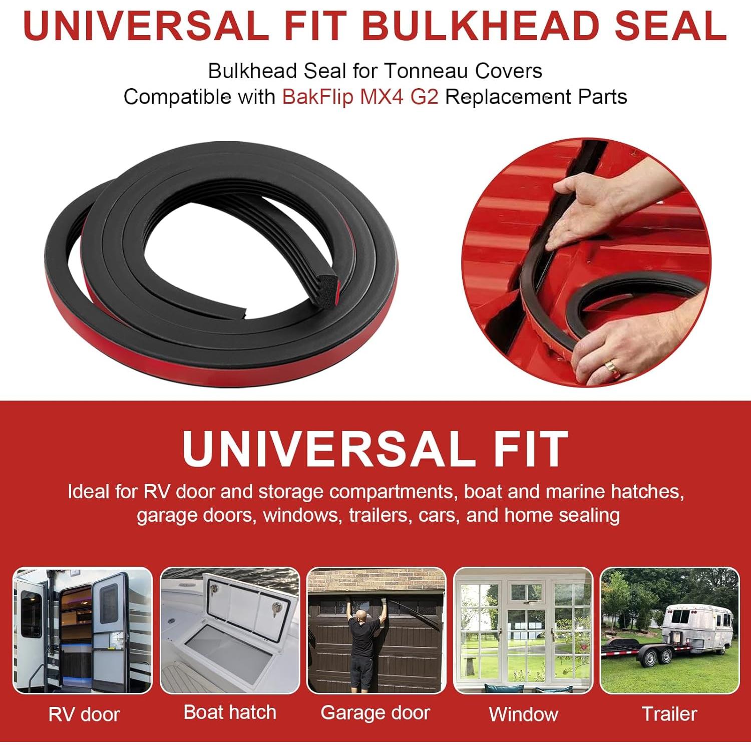 Sello de Cubierta Tonneau ERETOW 65 cm Autoadhesivo Negro