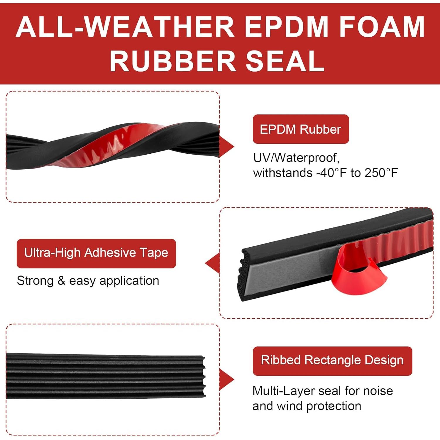 Sello de Cubierta Tonneau ERETOW 65 cm Autoadhesivo Negro