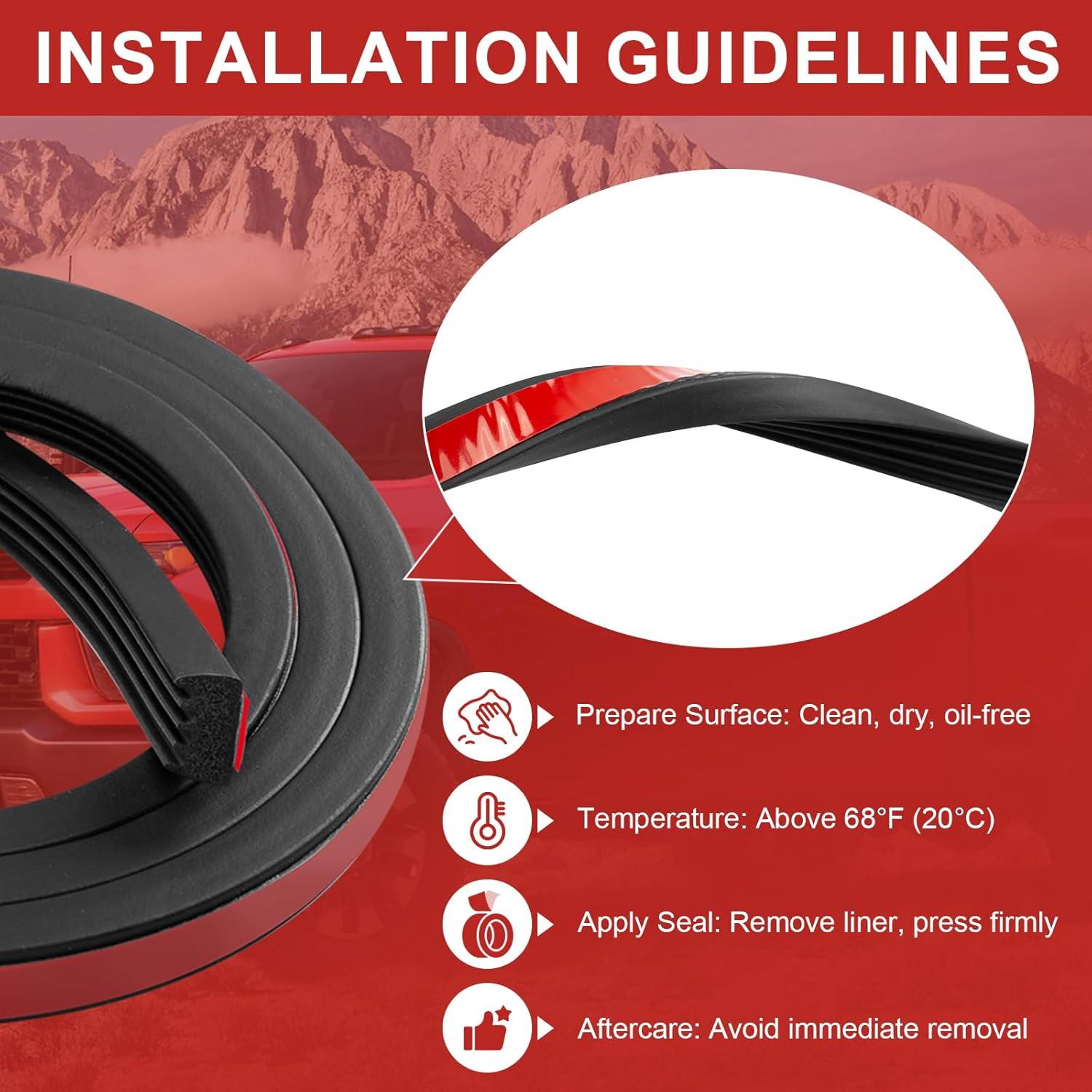 Sello de Cubierta Tonneau ERETOW 65 cm Autoadhesivo Negro