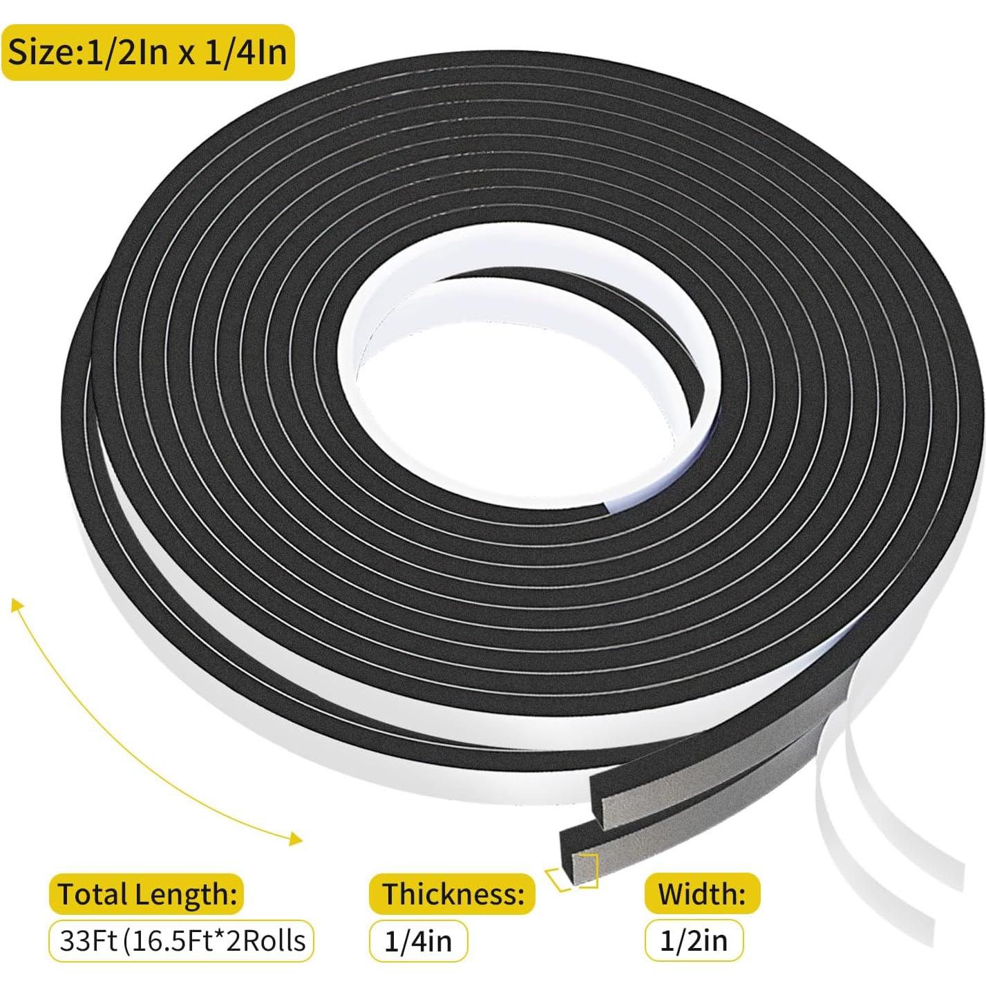 Tira de sellado Duccinp 1.27cm x 0.64cm x 10.06m negra