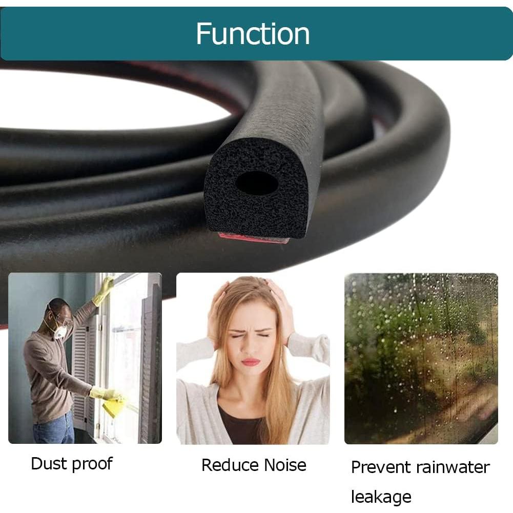 Sello de goma EPDM en forma de D Tintvent 7.92 m negro