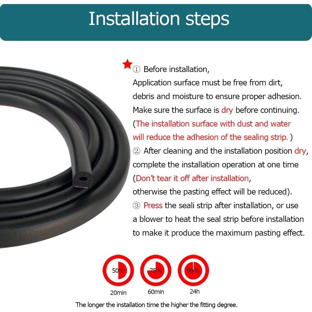 Sello de goma EPDM en forma de D Tintvent 7.92 m negro