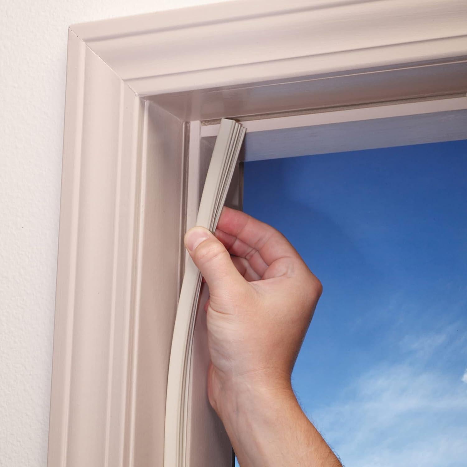 Sello de Puerta de Vinilo M-D Beige con Tira Magnética 3 Piezas