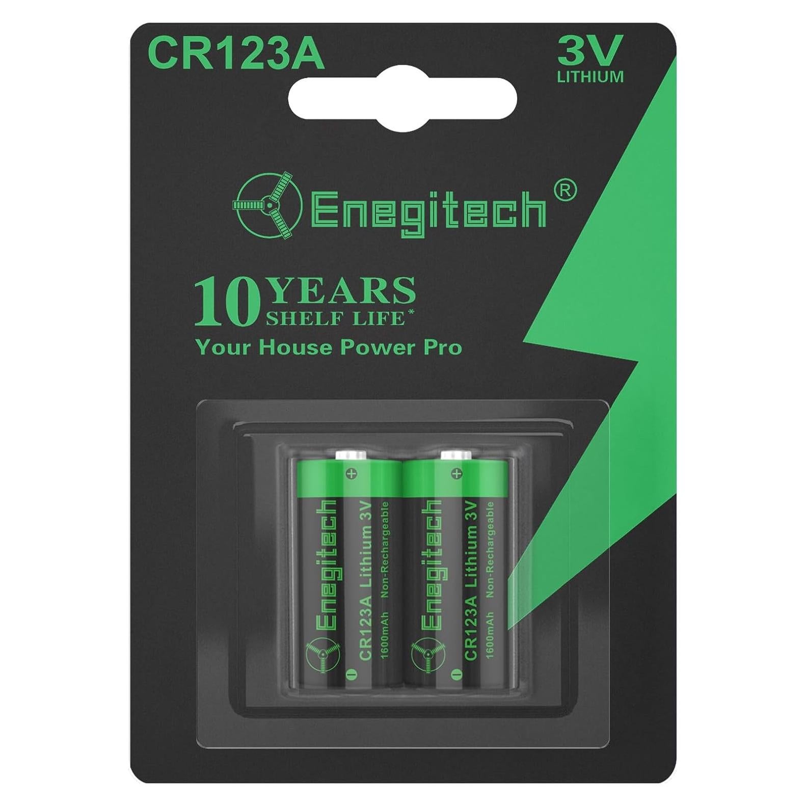 Batería de Litio Enegitech CR123A 3V No Recargable - Paquete de 2