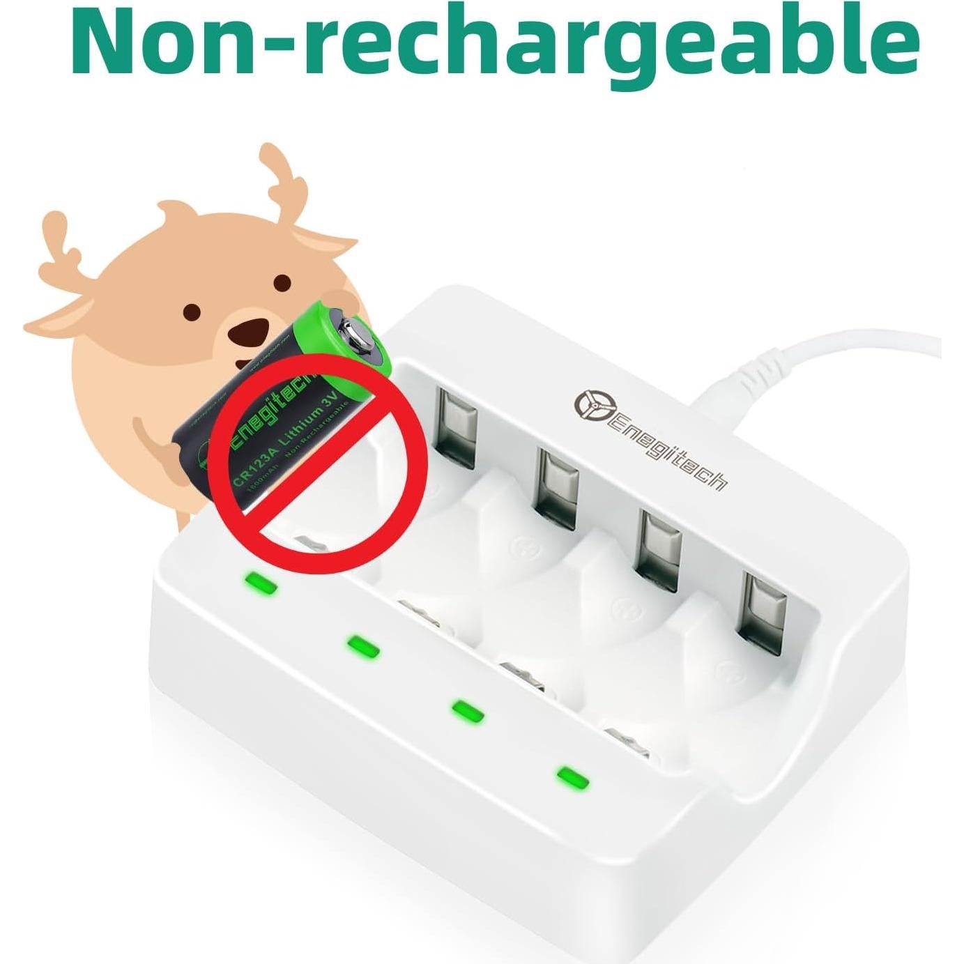 Batería de Litio Enegitech CR123A 3V No Recargable - Paquete de 2