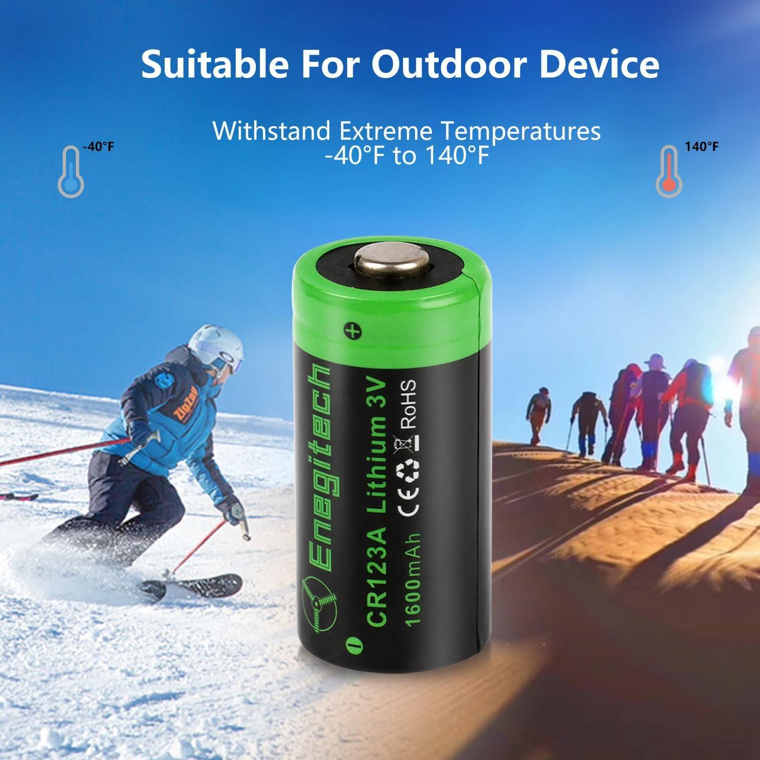 Batería de Litio Enegitech CR123A 3V No Recargable - Paquete de 2