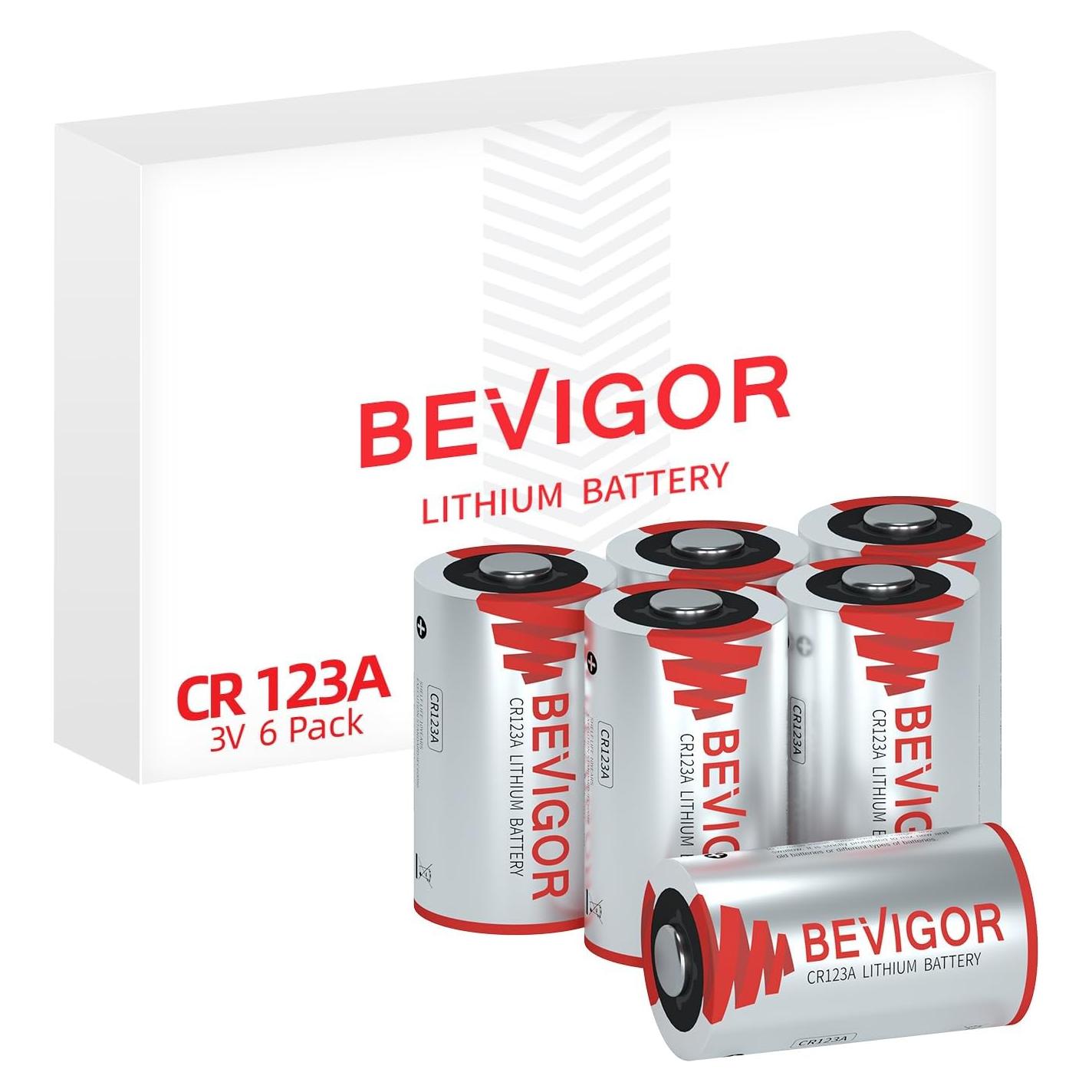 Baterías de Litio Bevigor CR123A 3V Paquete de 6, 1500mAh