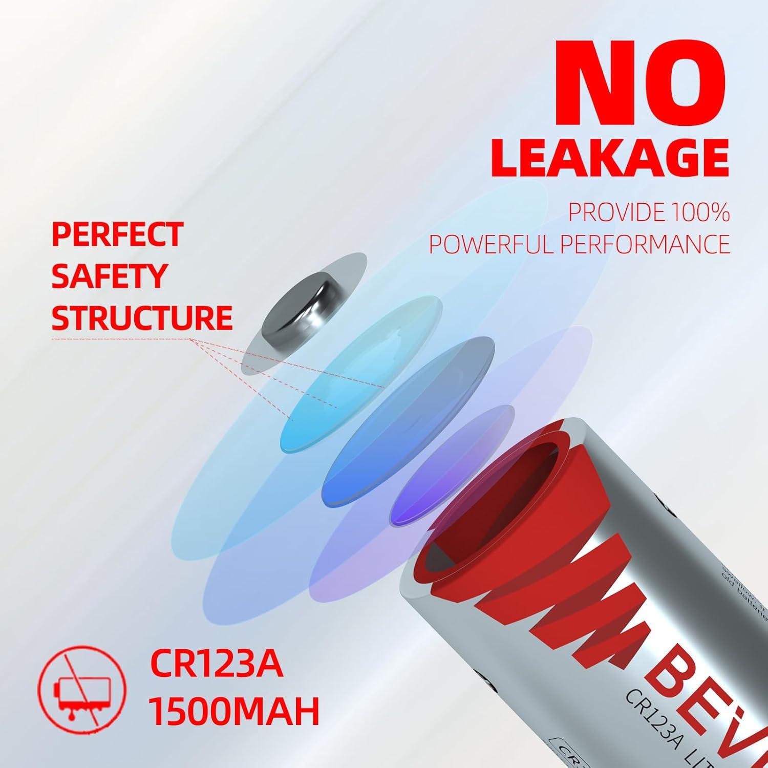 Baterías de Litio Bevigor CR123A 3V Paquete de 6, 1500mAh