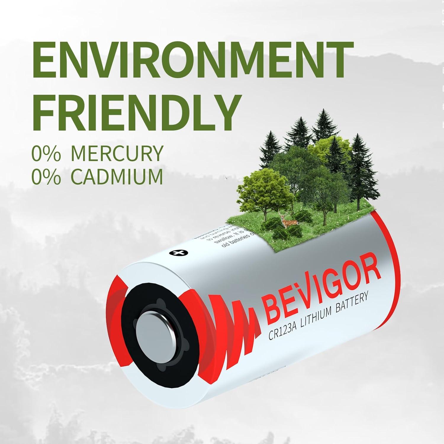 Baterías de Litio Bevigor CR123A 3V Paquete de 6, 1500mAh