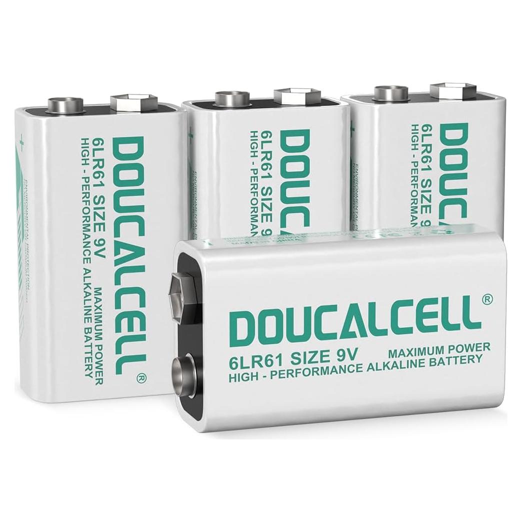 Paquete de 4 Baterías Alcalinas 9V Doucalcell de Larga Duración