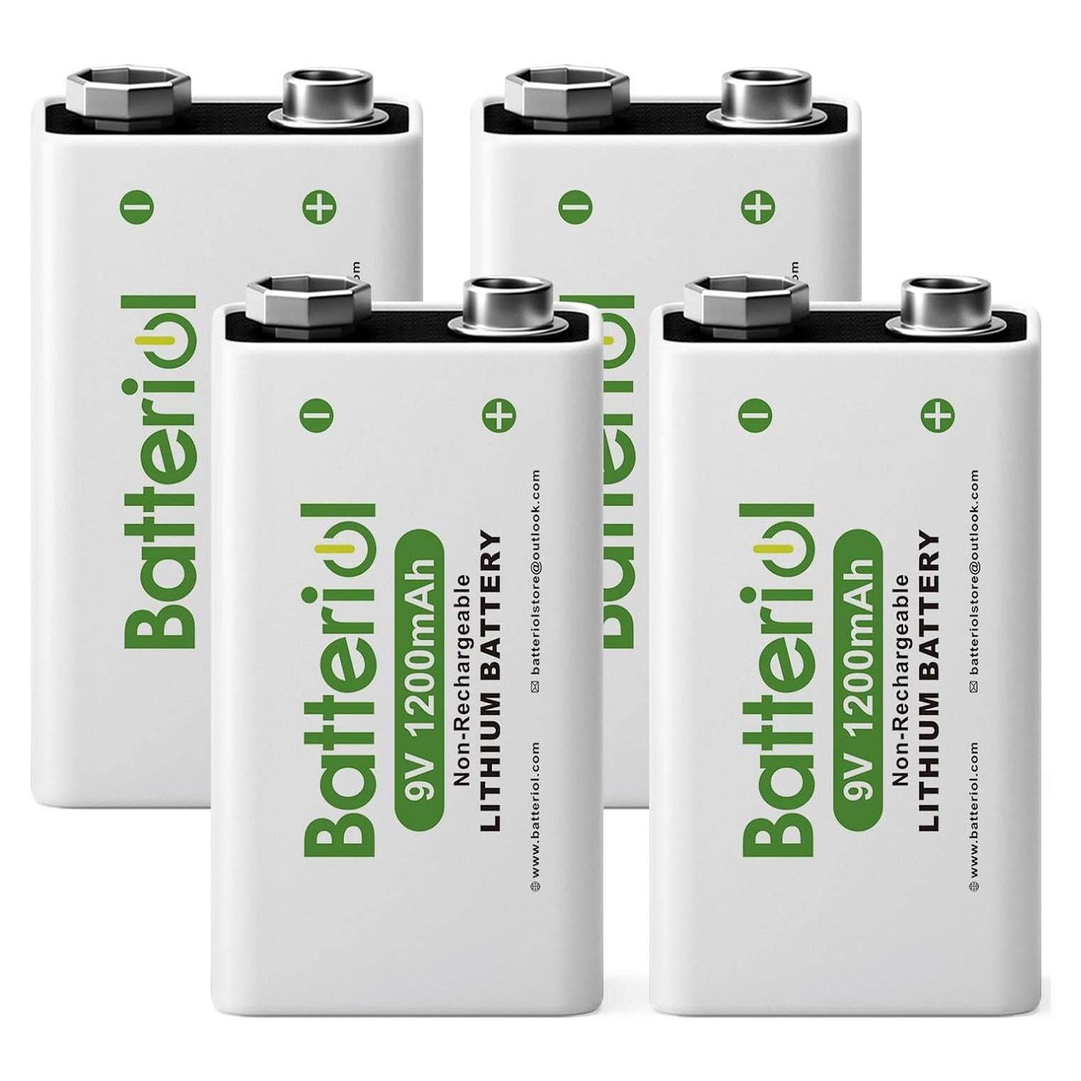Baterías de Litio 9V Batteriol 1200mAh Paquete de 4