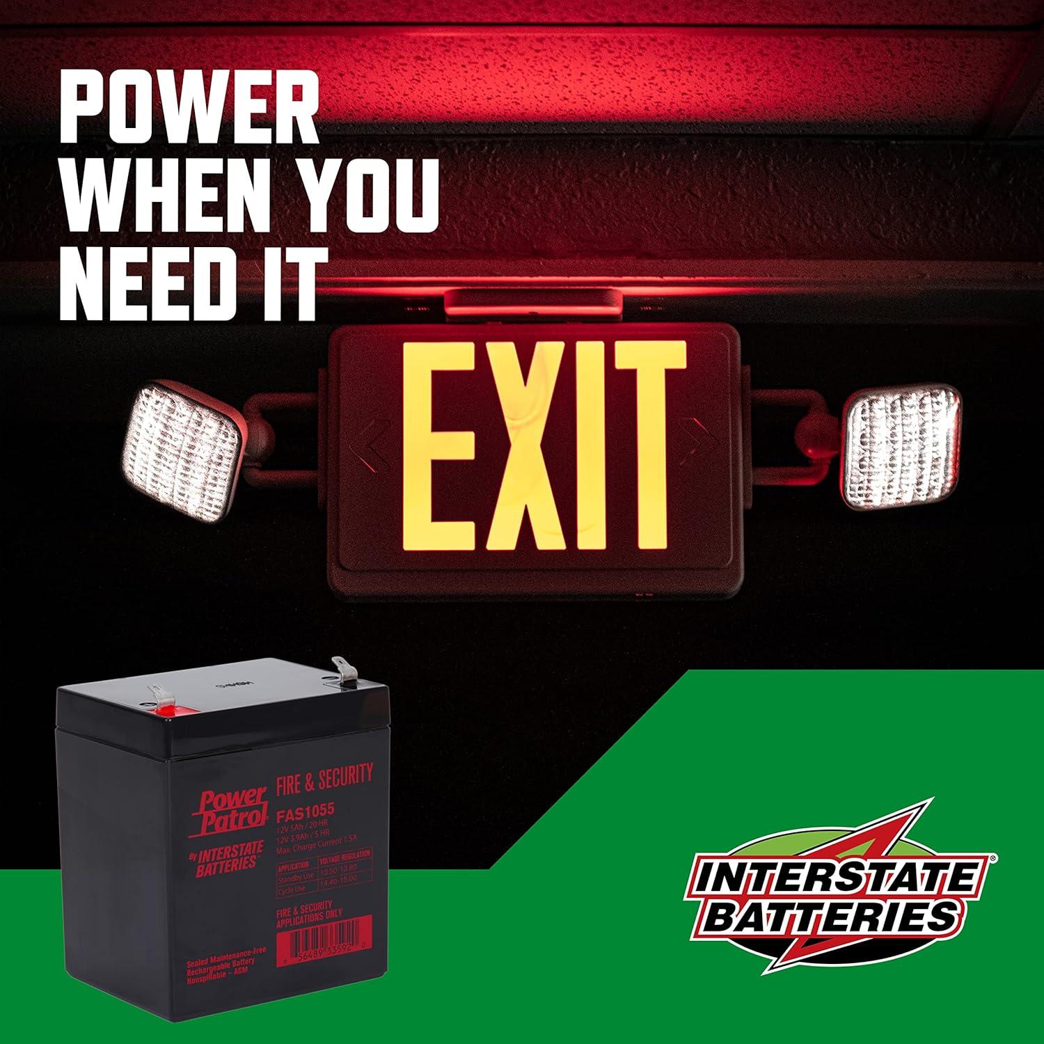 Batería 12V 5Ah Interstate para Alarmas y Seguridad FAS1055