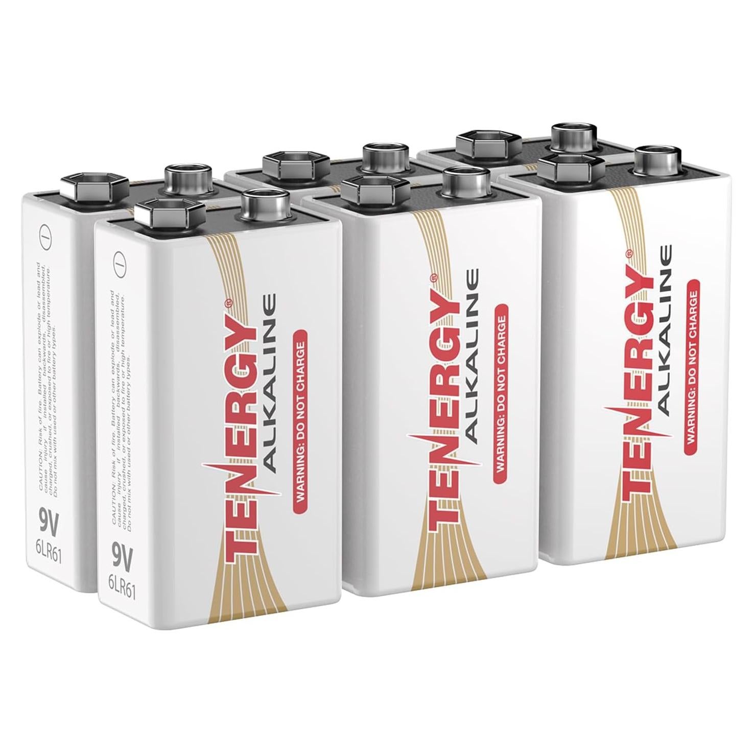 Batería Alcalina Tenergy 9V - Paquete de 6 Unidades