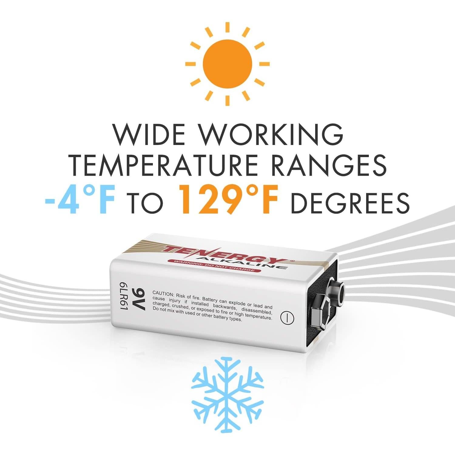 Batería Alcalina Tenergy 9V - Paquete de 6 Unidades