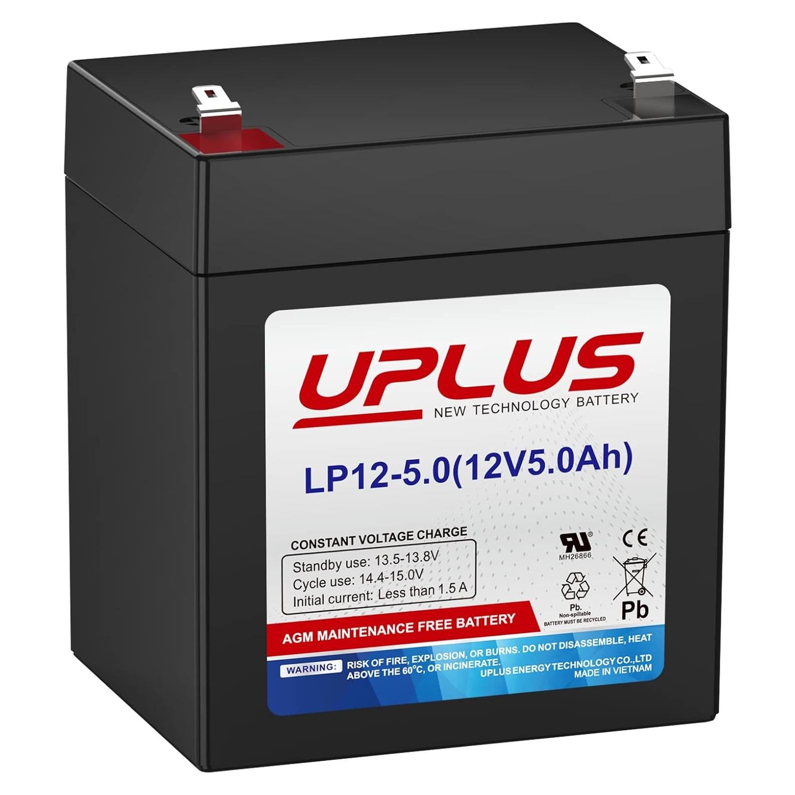 Batería AGM Recargable UPLUS LP12-5 12V 5Ah para Alarmas