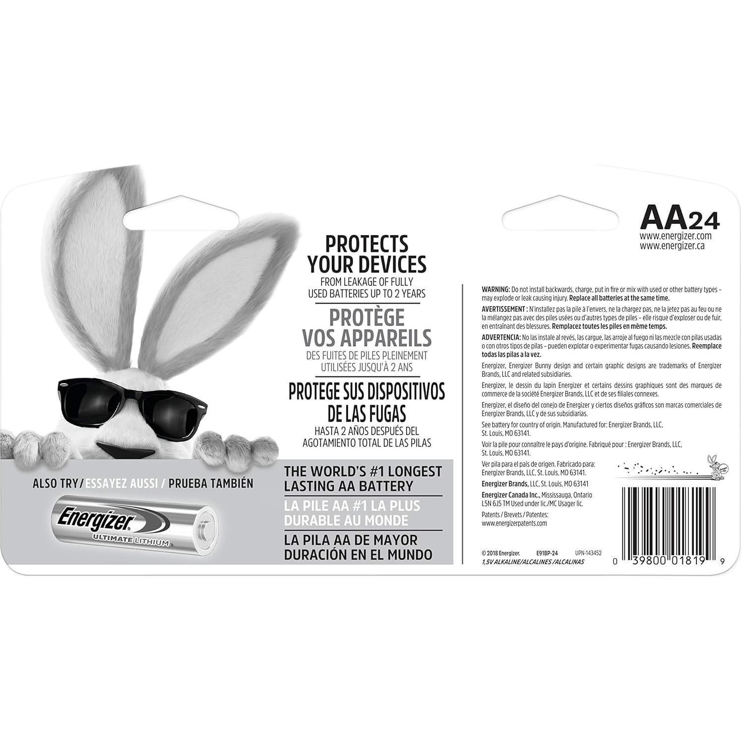 Baterías AA Alcalinas Energizer MAX - Paquete de 24 Unidades