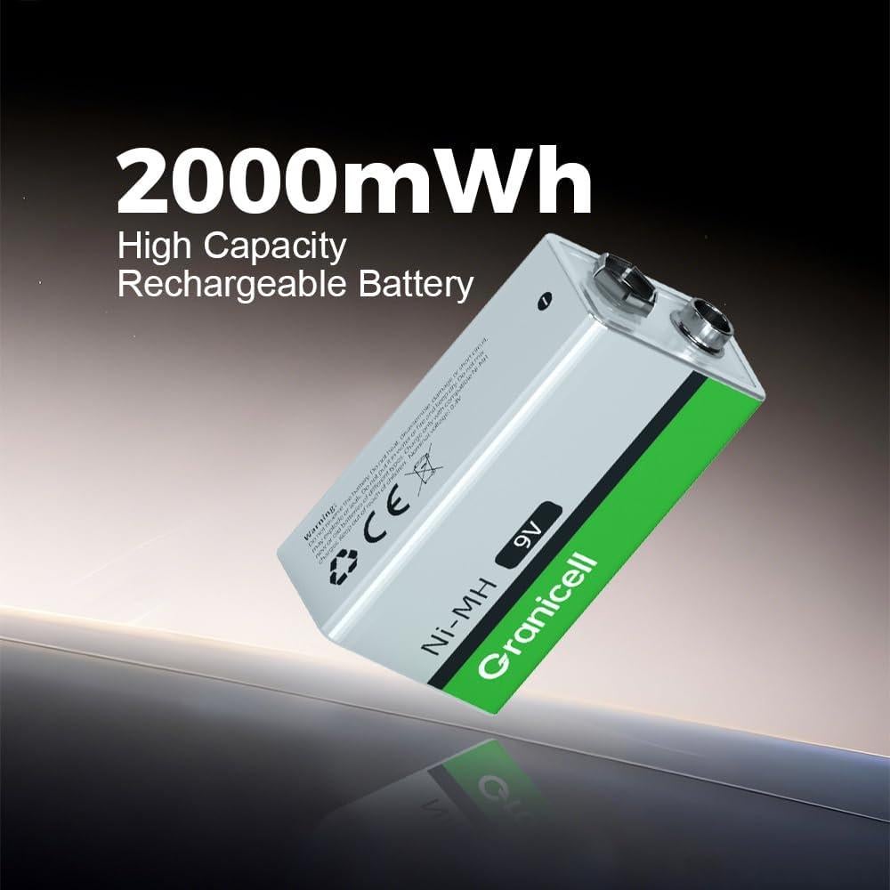 Paquete de 4 Baterías Recargables 9V NiMH 2000mWh ZHUHAI