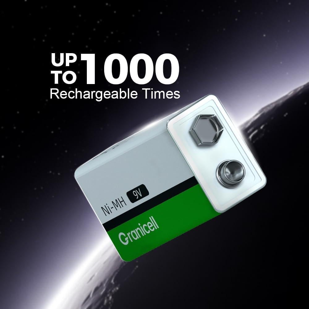 Paquete de 4 Baterías Recargables 9V NiMH 2000mWh ZHUHAI