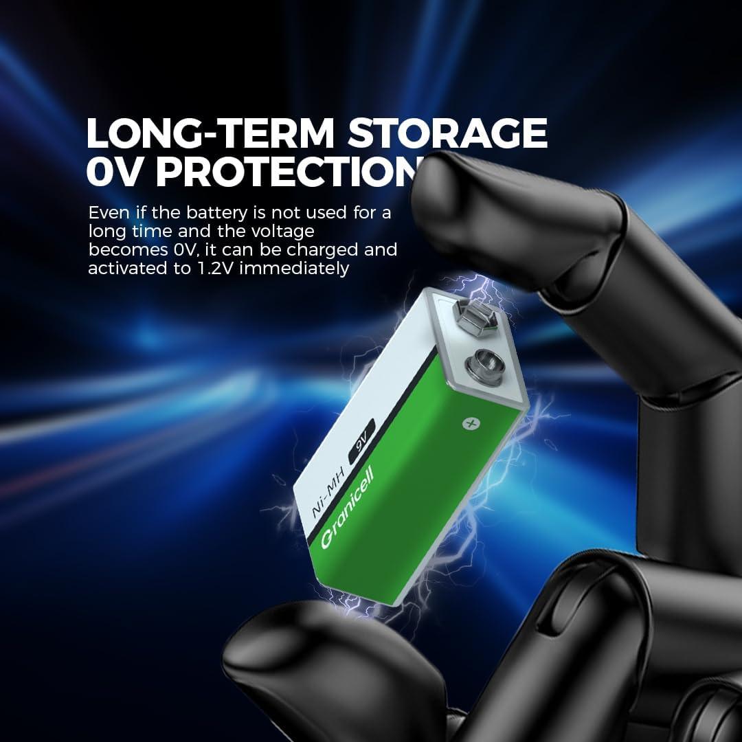 Paquete de 4 Baterías Recargables 9V NiMH 2000mWh ZHUHAI