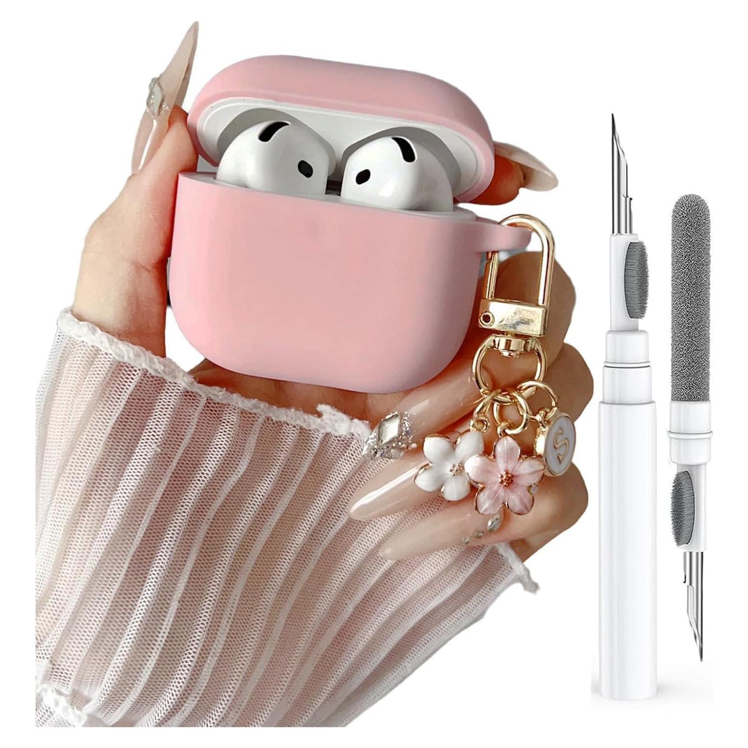 Funda de Silicona Rosa para Airpods 4 Olytop con Llavero