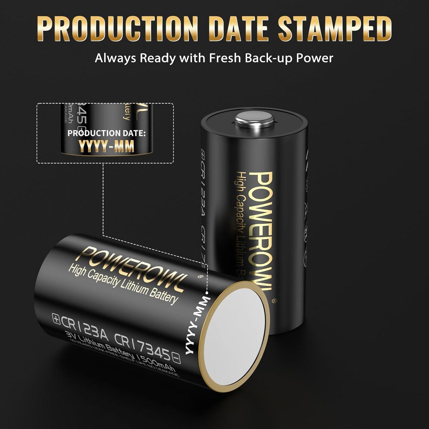 Baterías de Litio POWEROWL CR123A 3V Paquete de 12 Unidades