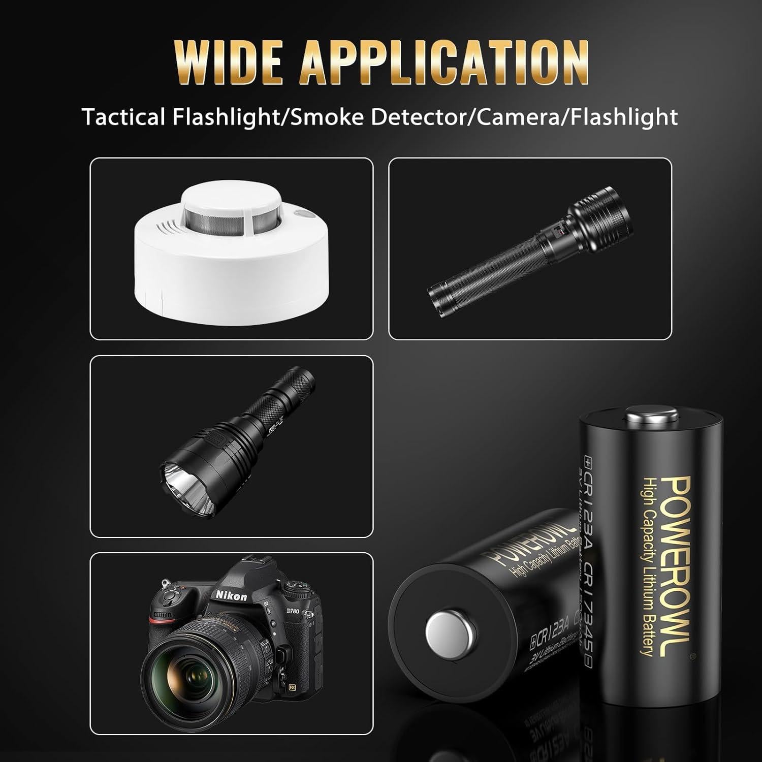 Baterías de Litio POWEROWL CR123A 3V Paquete de 12 Unidades