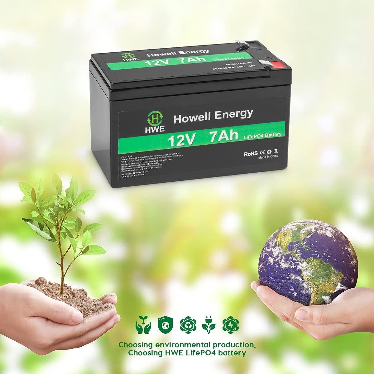 Batería de Litio 12V 7Ah HWE - 4000 Ciclos, BMS 15A