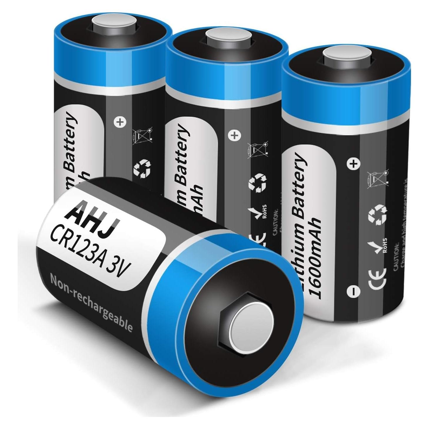 Baterías de Litio CR123A 3V AHJ Paquete de 4 1600mAh