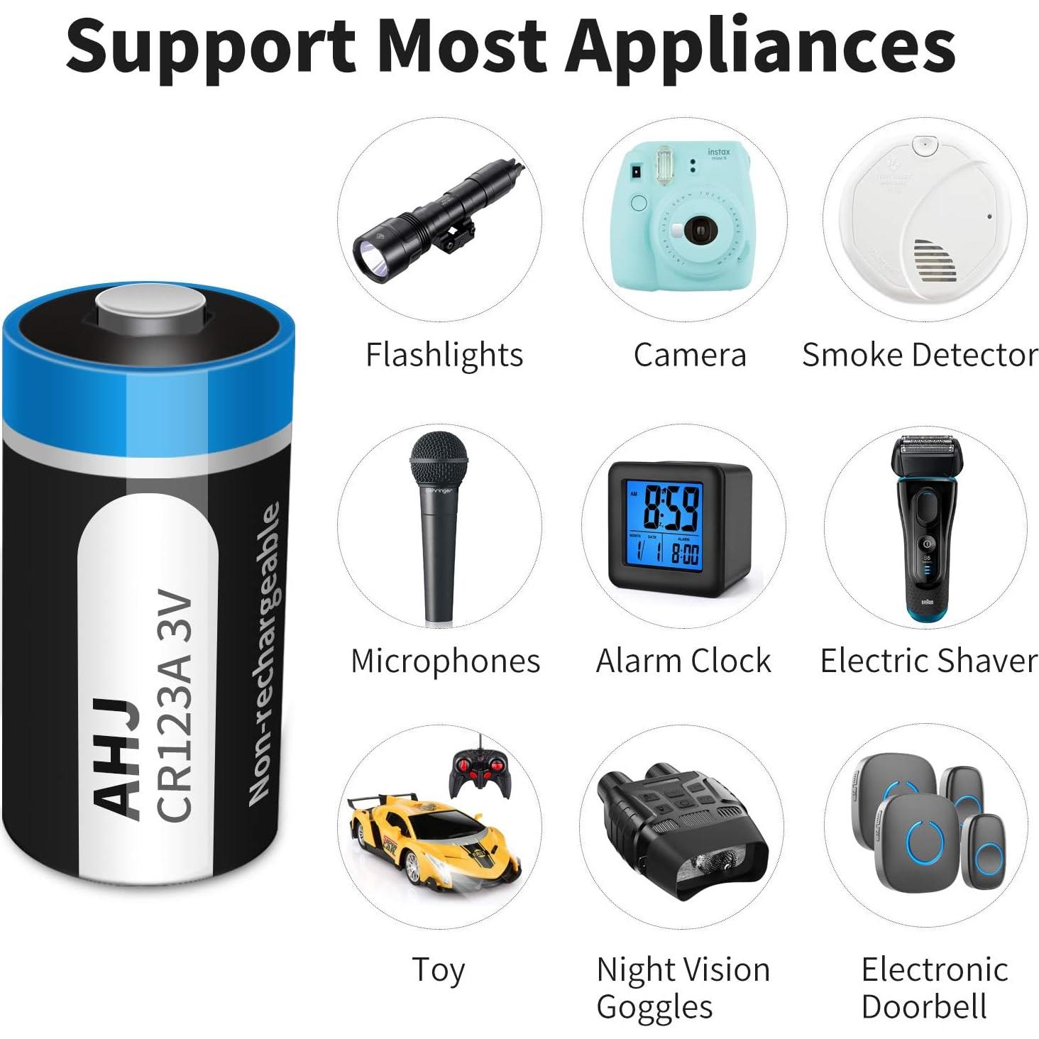 Baterías de Litio CR123A 3V AHJ Paquete de 4 1600mAh