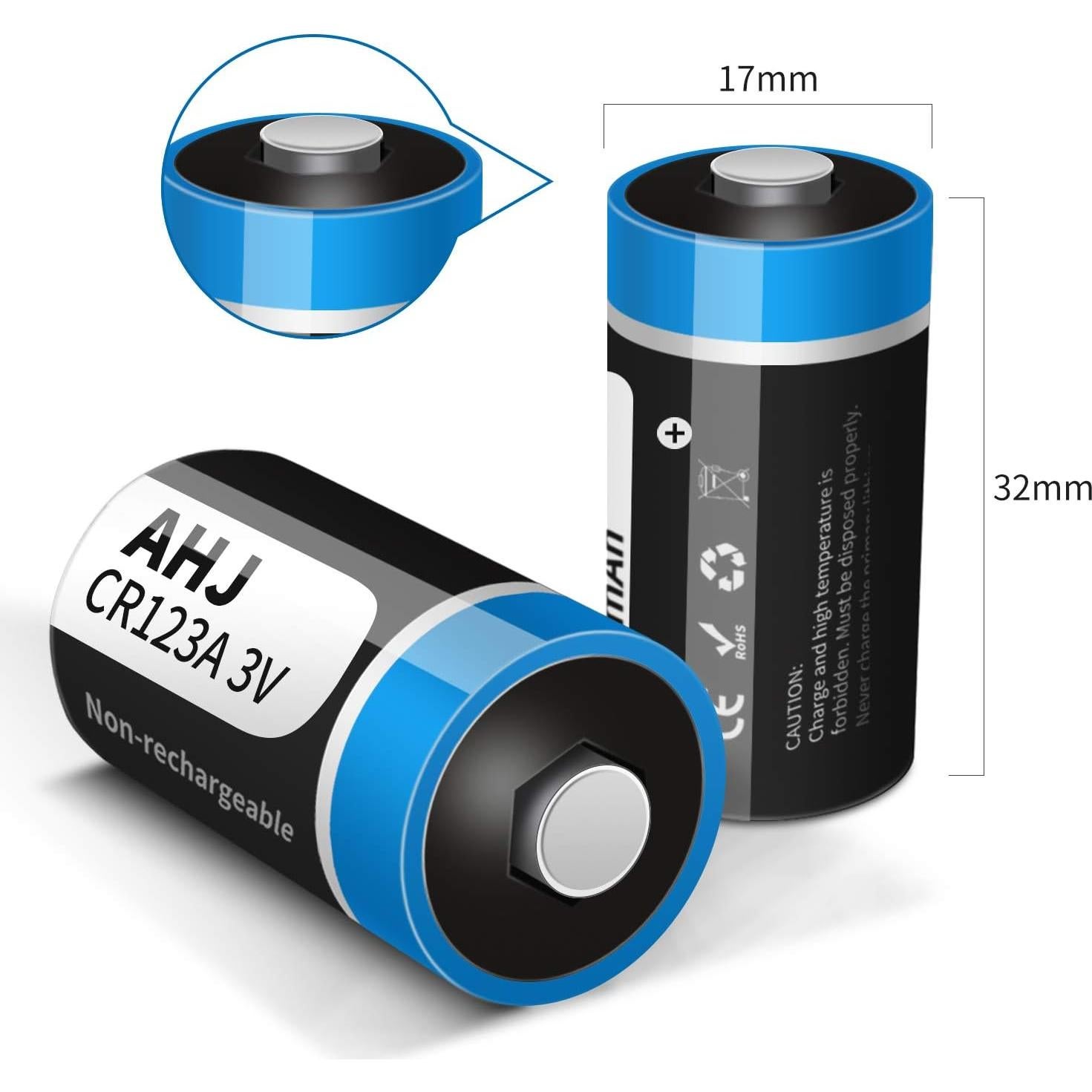 Baterías de Litio CR123A 3V AHJ Paquete de 4 1600mAh