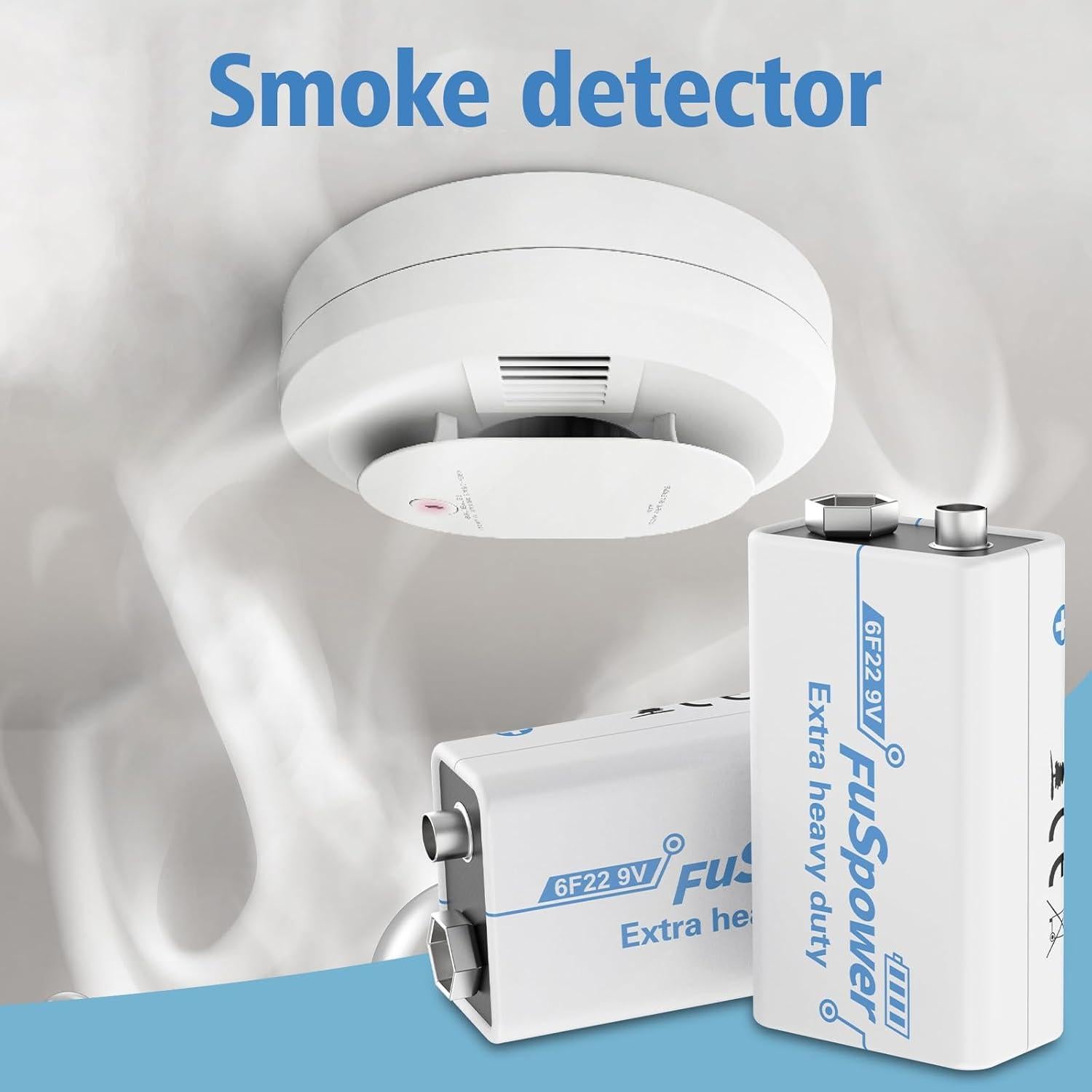 Baterías 9V Carbono Zinc Fuspower 100 Pcs para Alarmas