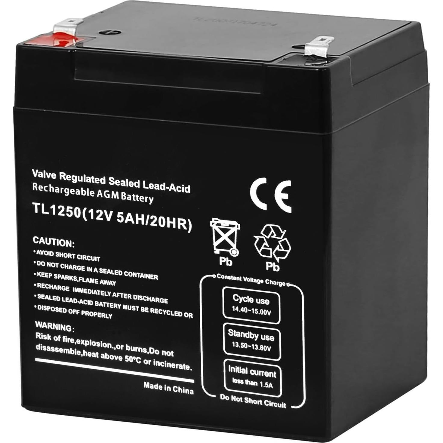 Batería de Alarma WEIZE 12V 5AH SLA Reemplazo para Scooters