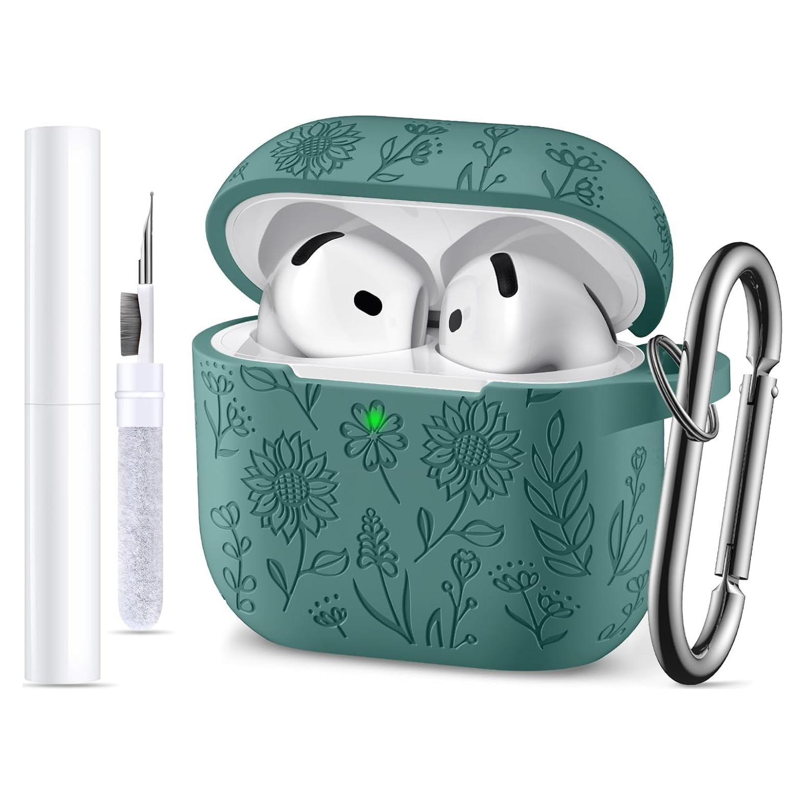 Funda de Silicona DaQin para AirPods 4 - Verde Pino, Protección Completa